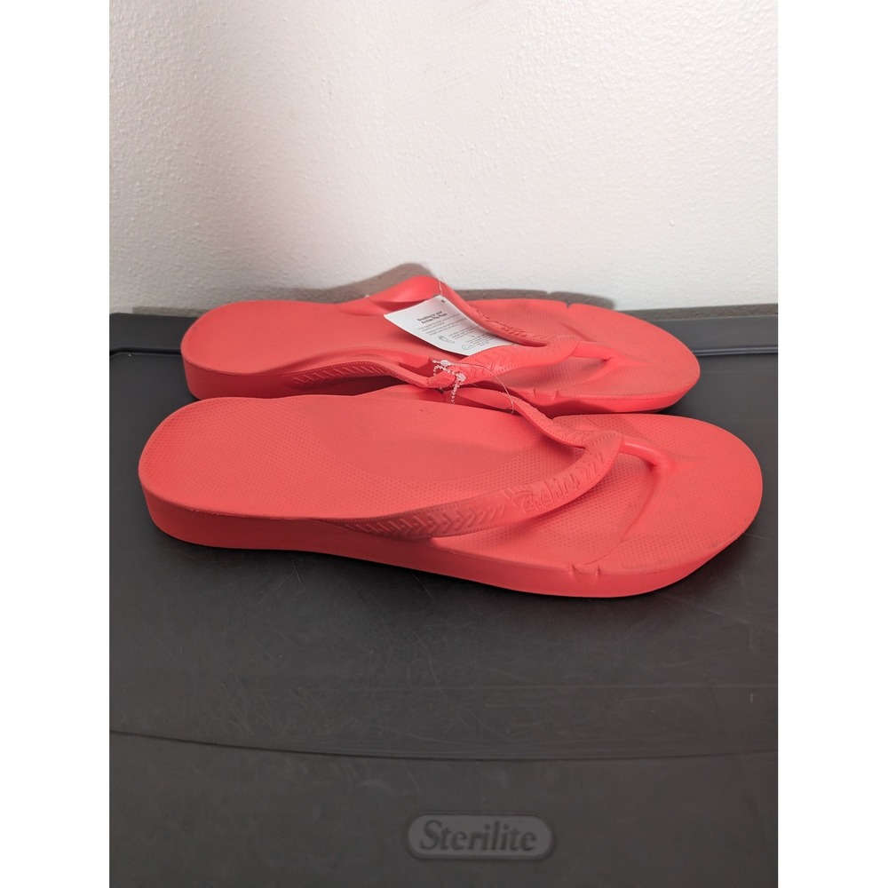 Archies Arch Support Men 15 Flip Flops Coral Red Orthotic Sandals NEW Recovery - Picture 8 of 12